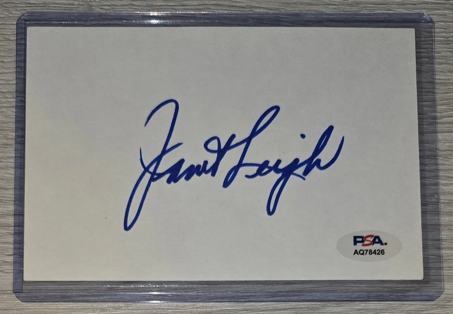 Janet Leigh — Janet Leigh Autograph PSA DNA Authentic Signed 4x6 Index Card Legend Signature, изображение 4