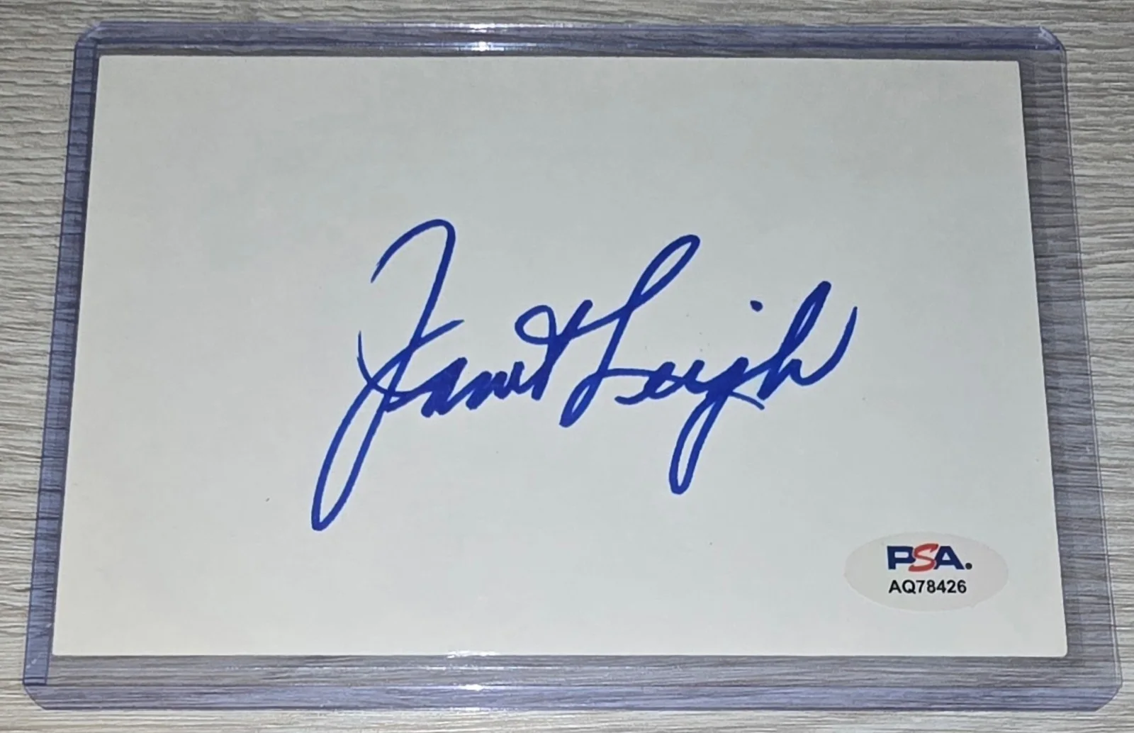Janet Leigh — Janet Leigh Autograph PSA DNA Authentic Signed 4x6 Index Card Legend Signature, изображение 5