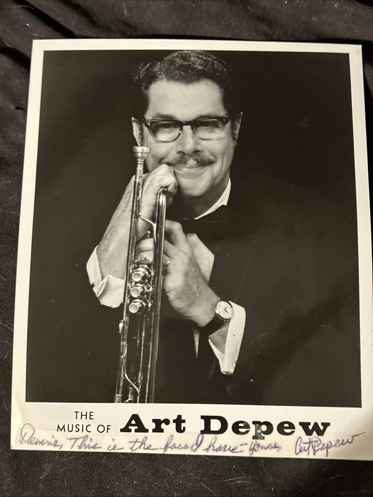 Autographed Publicity Photo Head Shot Of Jazz Trumpeter ART DEPEW, изображение 3