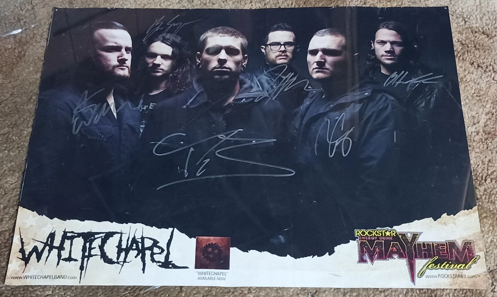 WHITECHAPEL: "Mayhem Festival" Band Autographed 18x24 Pre-Owned Poster, image 2
