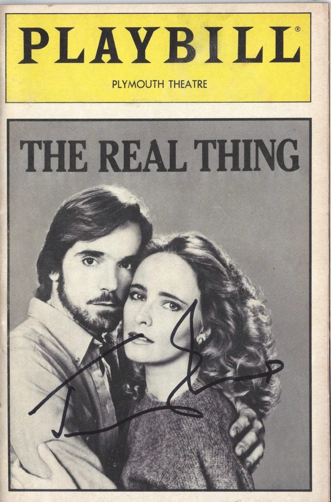 Jeremy Irons — Jeremy Irons signed The Real Thing Playbill. In Person Photo Proof Jan 1984 RARE
