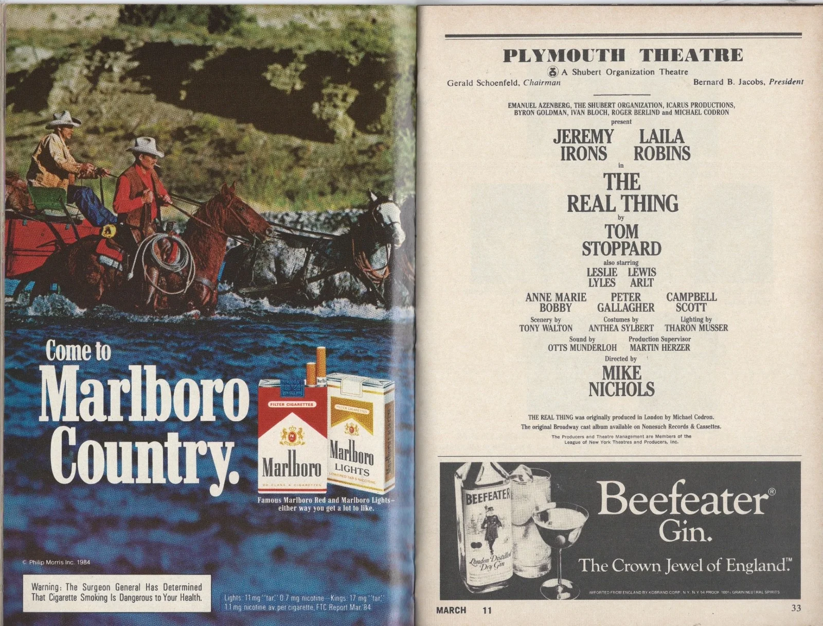 Jeremy Irons — Jeremy Irons signed The Real Thing Playbill. In Person Photo Proof Jan 1984 RARE, изображение 2