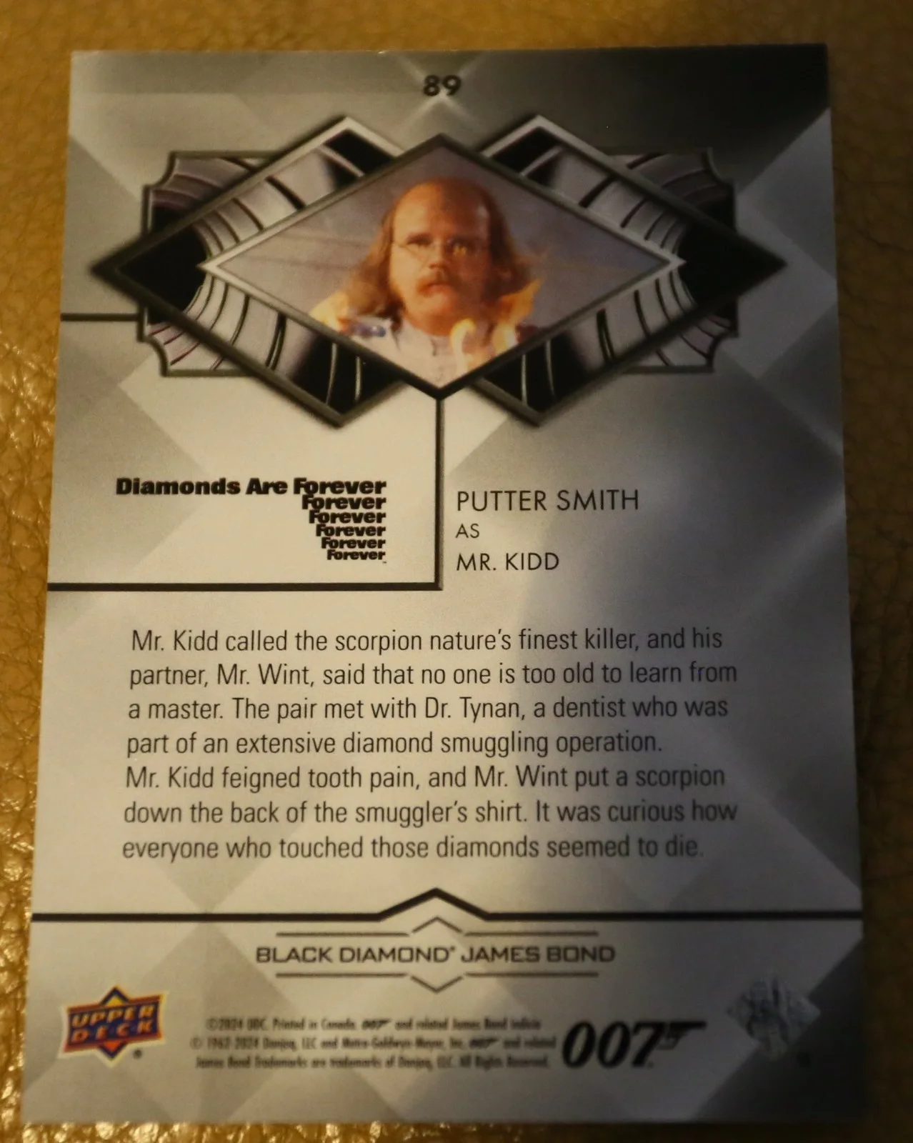 JAMES BOND NUMBER 154 of 199 PUTTER SMITH MR KIDD BLACK DIAMOND TRADING CARD, image 2