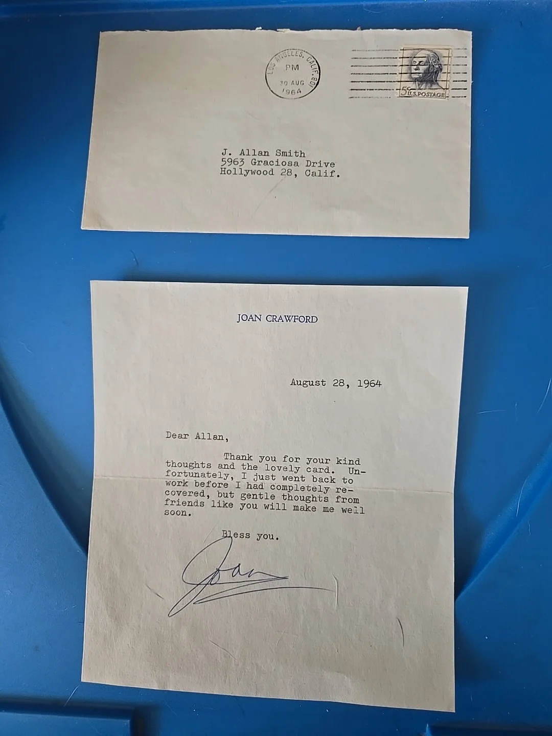 Joan Crawford — Joan Crawford ' Film-Stage-TV ' Signed Letter 1964.