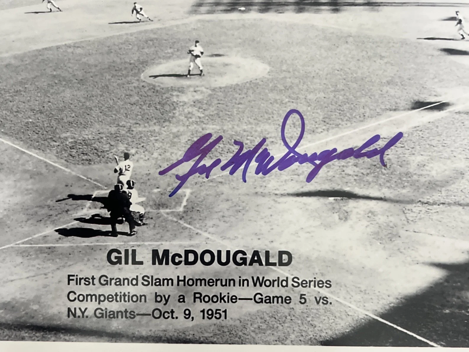 GIL McDOUGALD — BASEBALL GIL McDOUGALD SIGNED AUTO 5X7 B&W PHOTO CERT., image 3