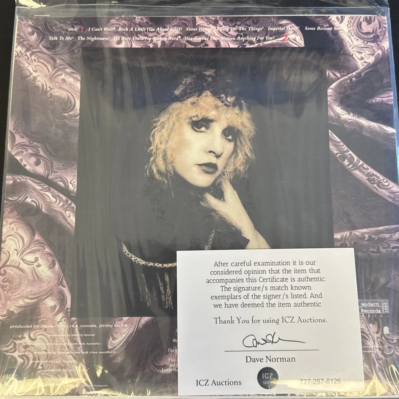 Stevie Nicks Rock A Little Autographed Vinyl LP With COA Extremely Rare, изображение 4