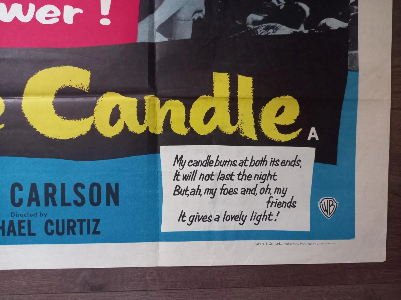 BOTH ENDS OF THE CANDLE 1957 BRITISH QUAD POSTER ANN BLYTH PAUL NEWMAN, изображение 5