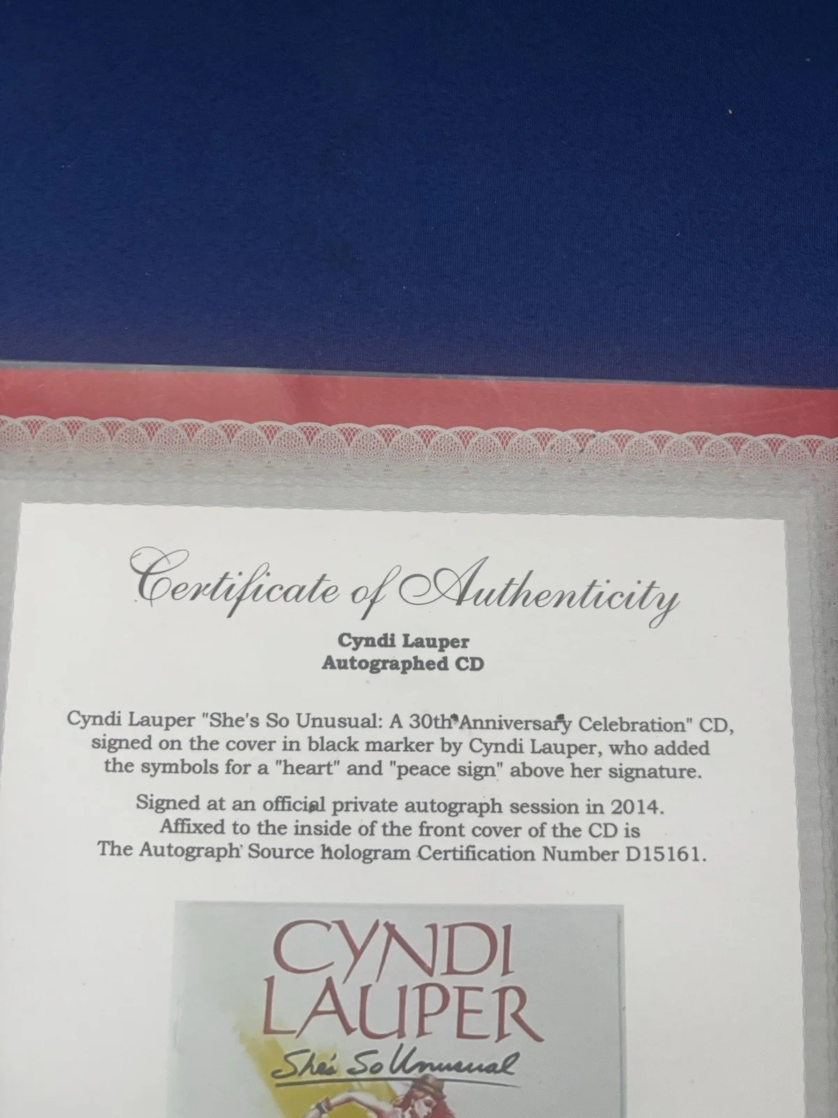CYNDI LAUPER Signed CD Booklet She's So Unusual 30th Anniversary PEACE Autograph, изображение 3