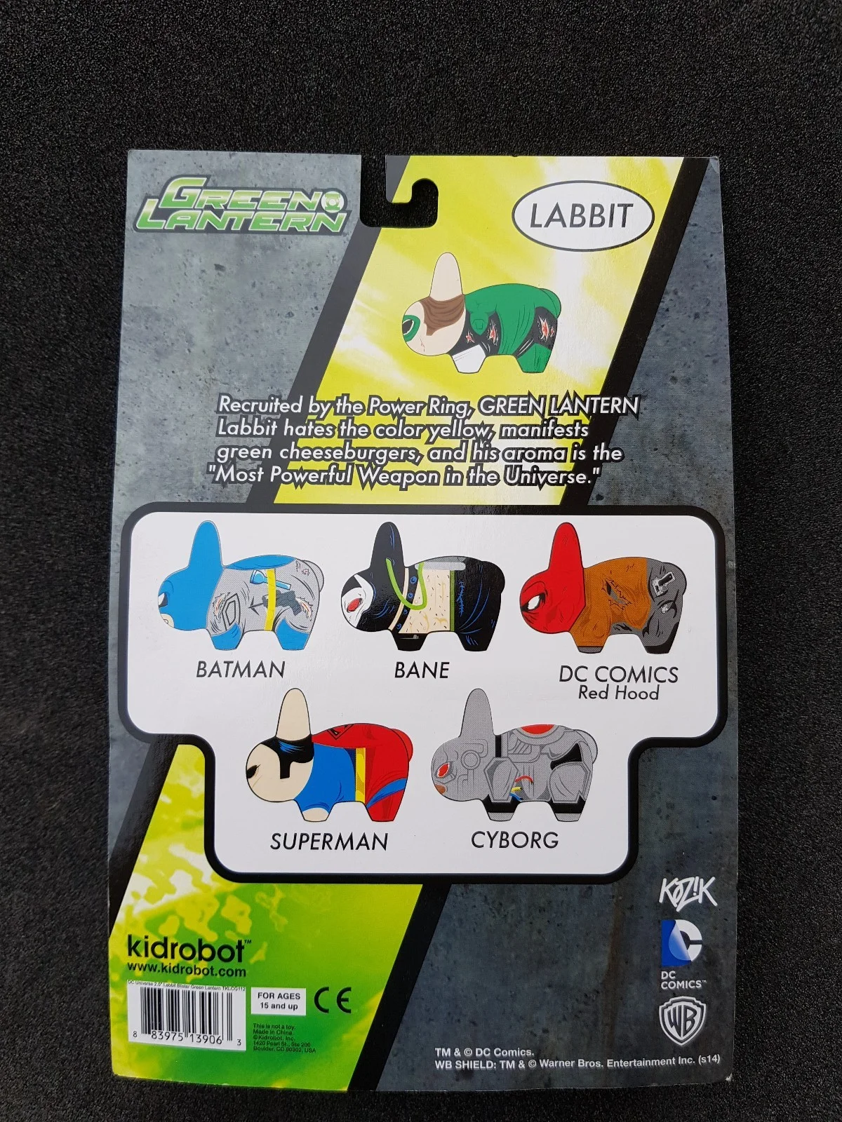 Kozik Green Lantern - Kid Robot LABBIT Figure - New & Official DC Comics In Pack, image 2