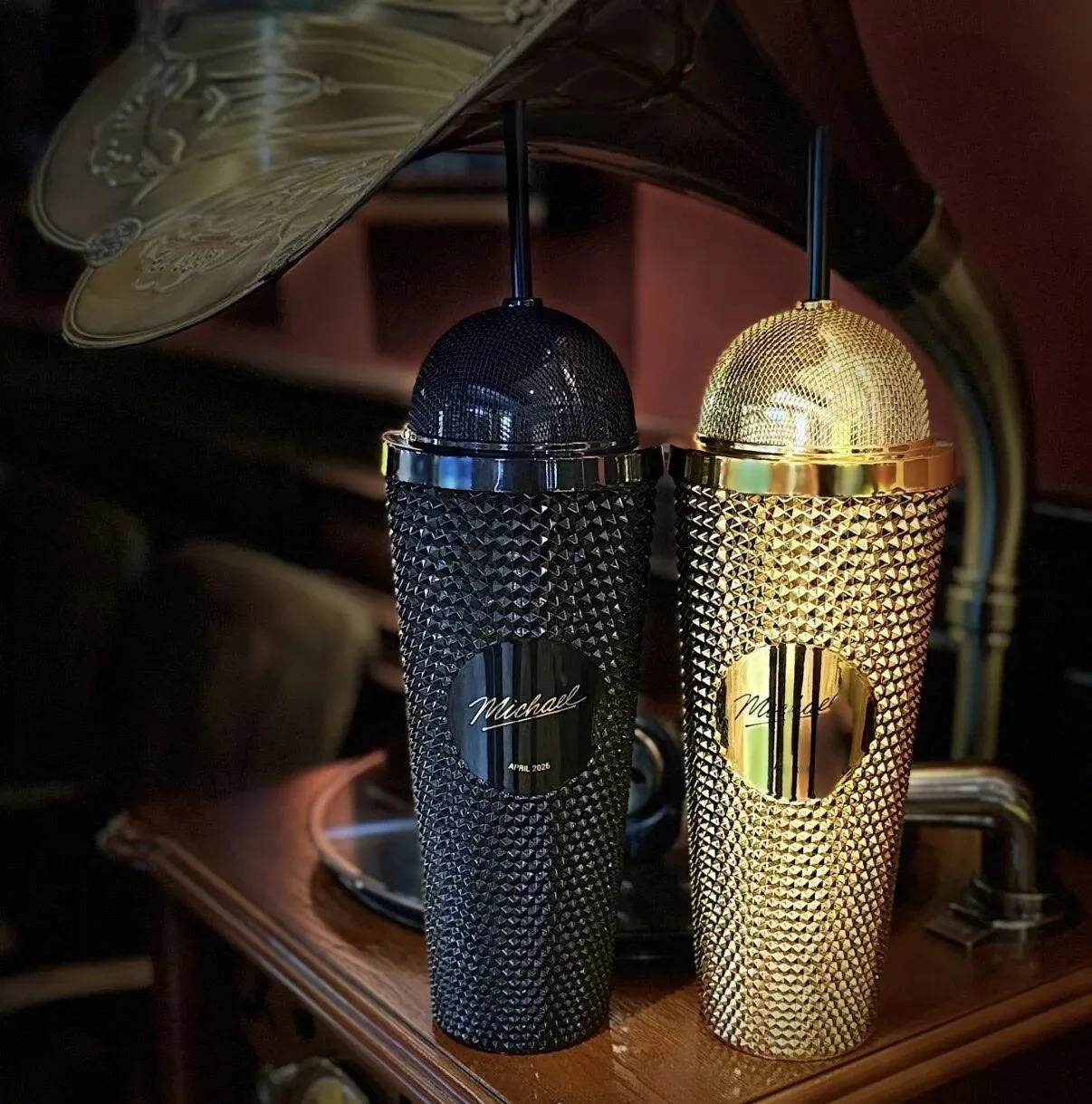Michael Jackson Movie Gold~Black Microphone Cup Tumbler Cinema Exclusive ⭐SALE🎤, изображение 3