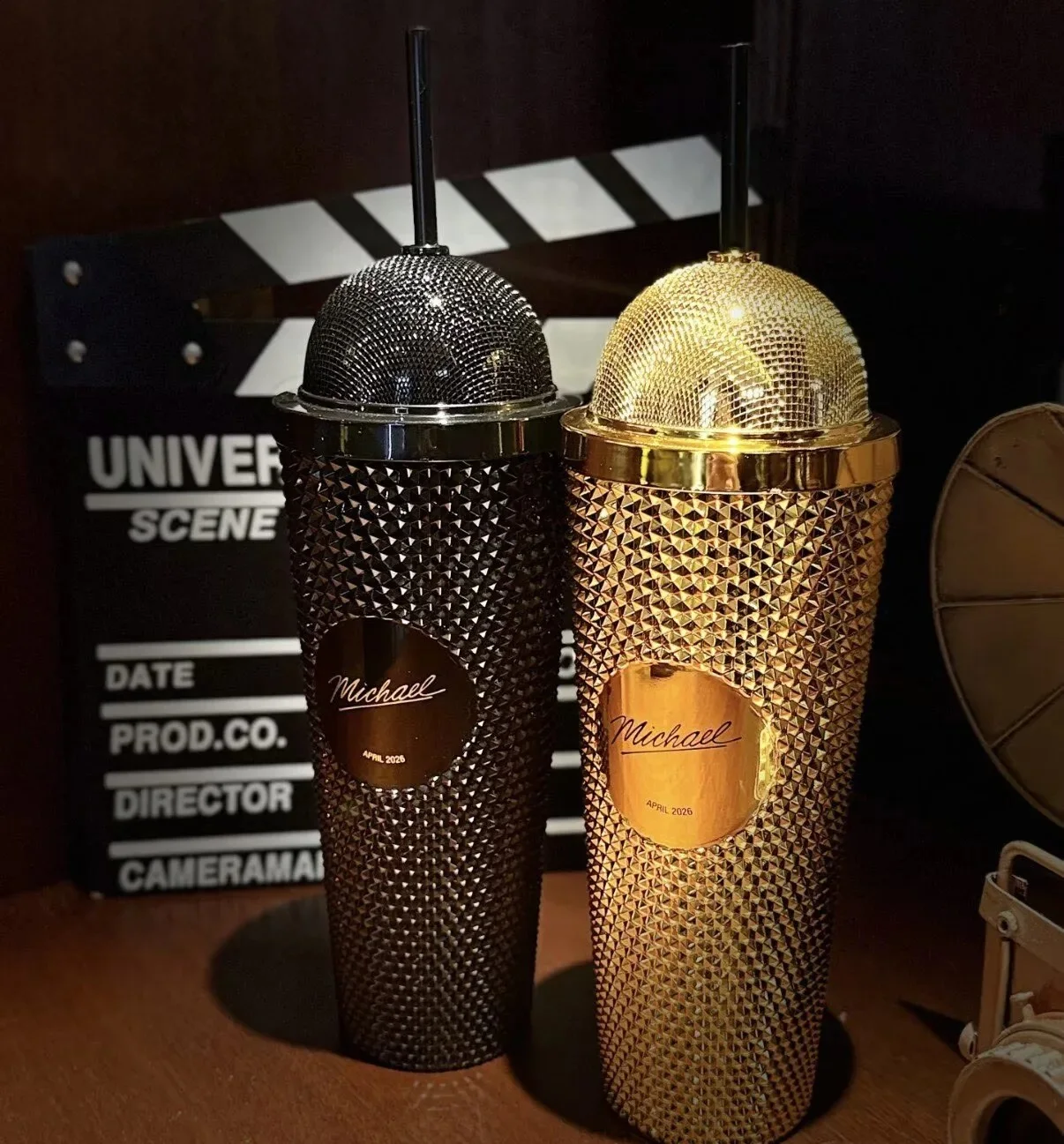 Michael Jackson Movie Gold~Black Microphone Cup Tumbler Cinema Exclusive ⭐SALE🎤, изображение 4