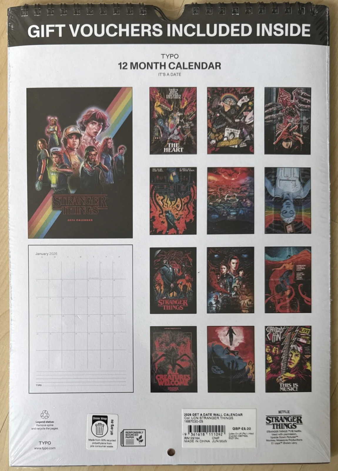 Stranger Things 2026 Calendar 8” x 12” Sealed/New, image 2