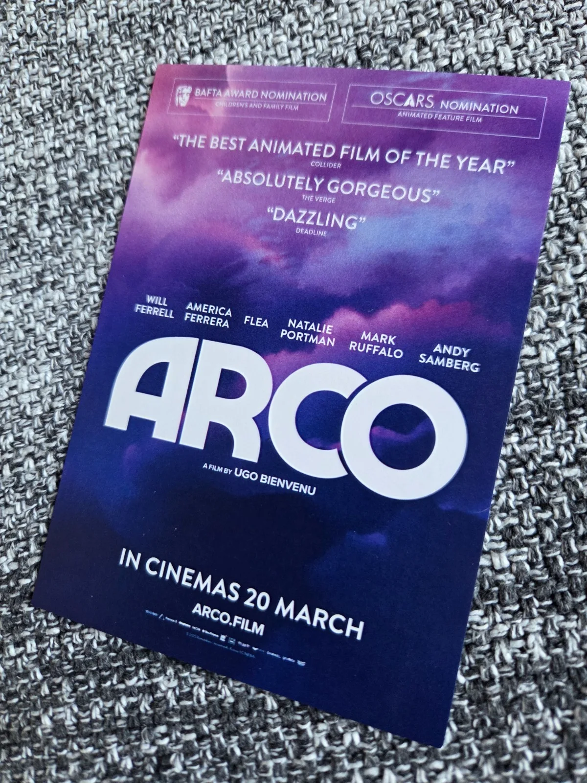 3 x ARCO movie promo postcards set (2026 French animated film), изображение 4