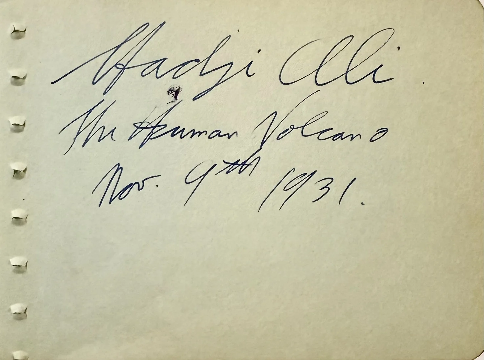 Hadji Ali — HADJI ALI Signed Autographed 4x5 ALBUM PAGE Politiqueri THE HUMAN VOLCANO 1931, изображение 3