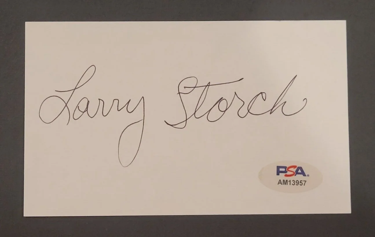 LARRY STORCH Signed 3x5 Index Card-HAMBURGLAR-JOKER-PSA Authenticated, изображение 2