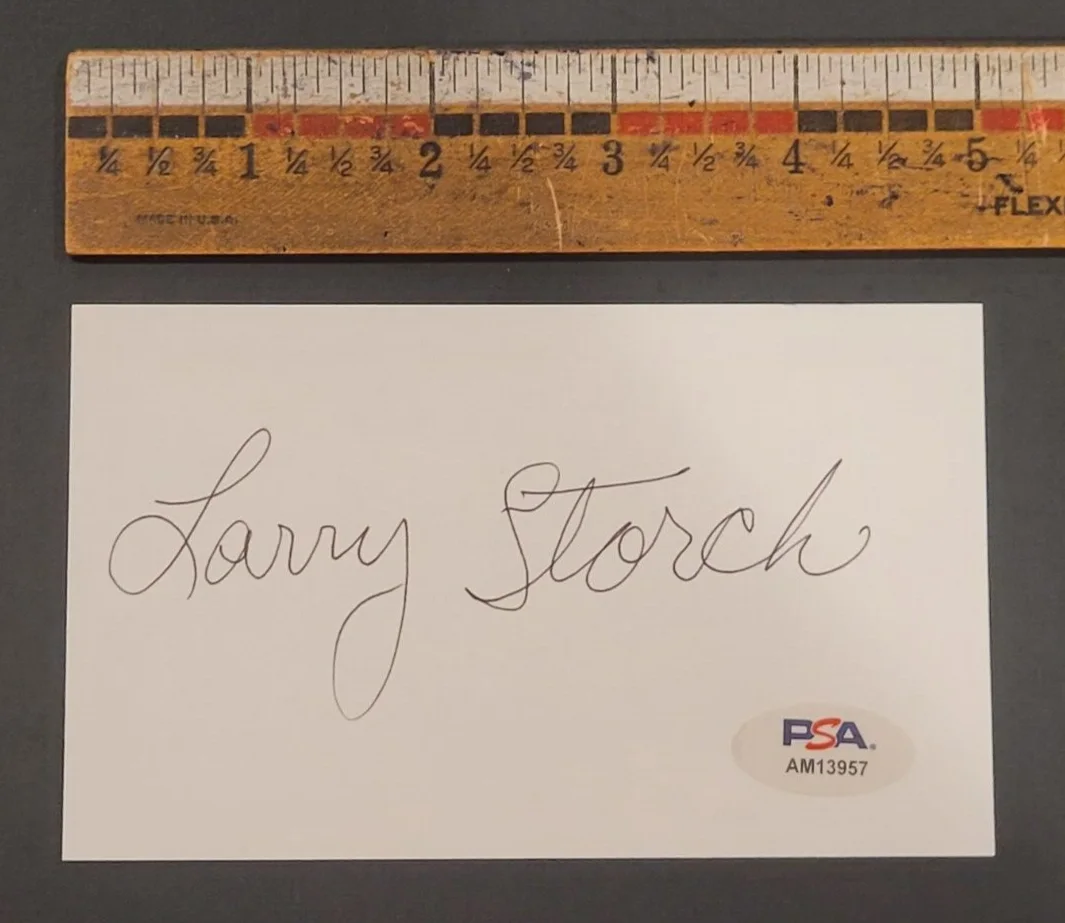 LARRY STORCH Signed 3x5 Index Card-HAMBURGLAR-JOKER-PSA Authenticated, изображение 3
