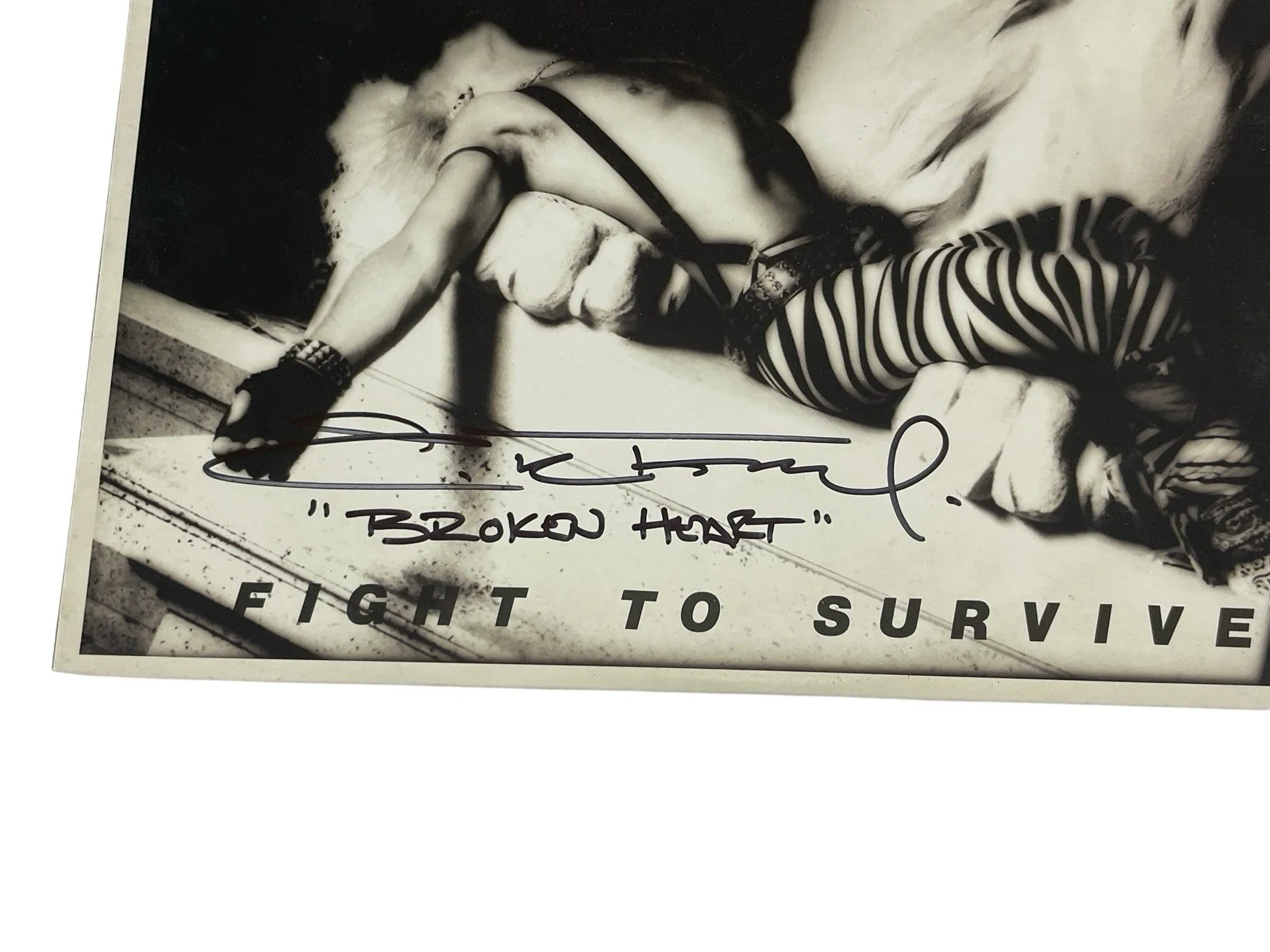 White Lion Mike Tramp Signed Fight To Survive Vinyl Broken Heart Inscription JSA, изображение 3