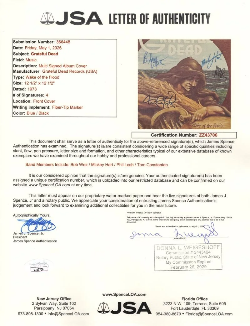 Tom Constanten, Mickey Hart, Phil Lesh, Bob Weir — Grateful Dead Band Signed Autograph Album - Phil Lesh Bob Weir Hart +1 JSA COA, изображение 3