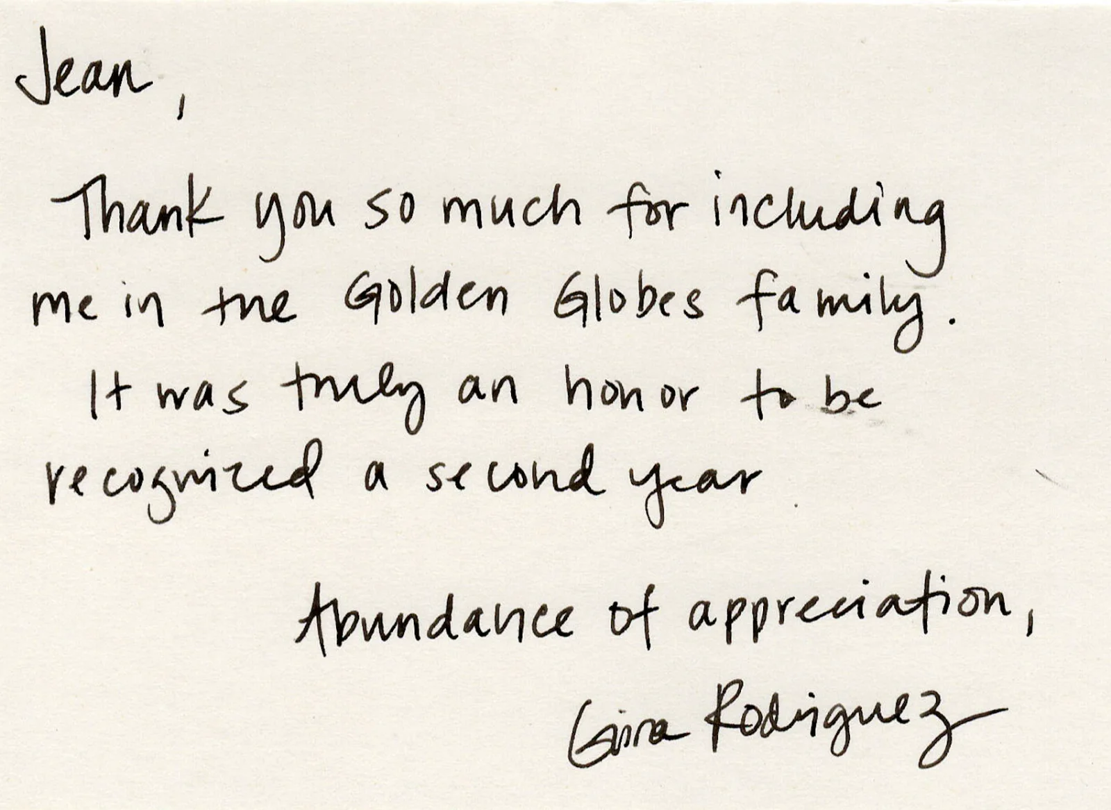 Gina Rodriguez — Gina Rodriguez Jane The Virgin Autographed Signed Greeting Card AMCo COA 2199, image 2