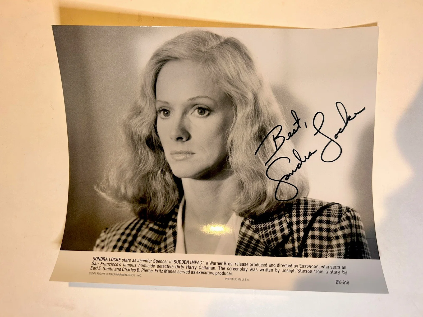 Sondra Locke — Sondra Locke Vintage Hand Signed Autographed Photo Sudden Impact 1983