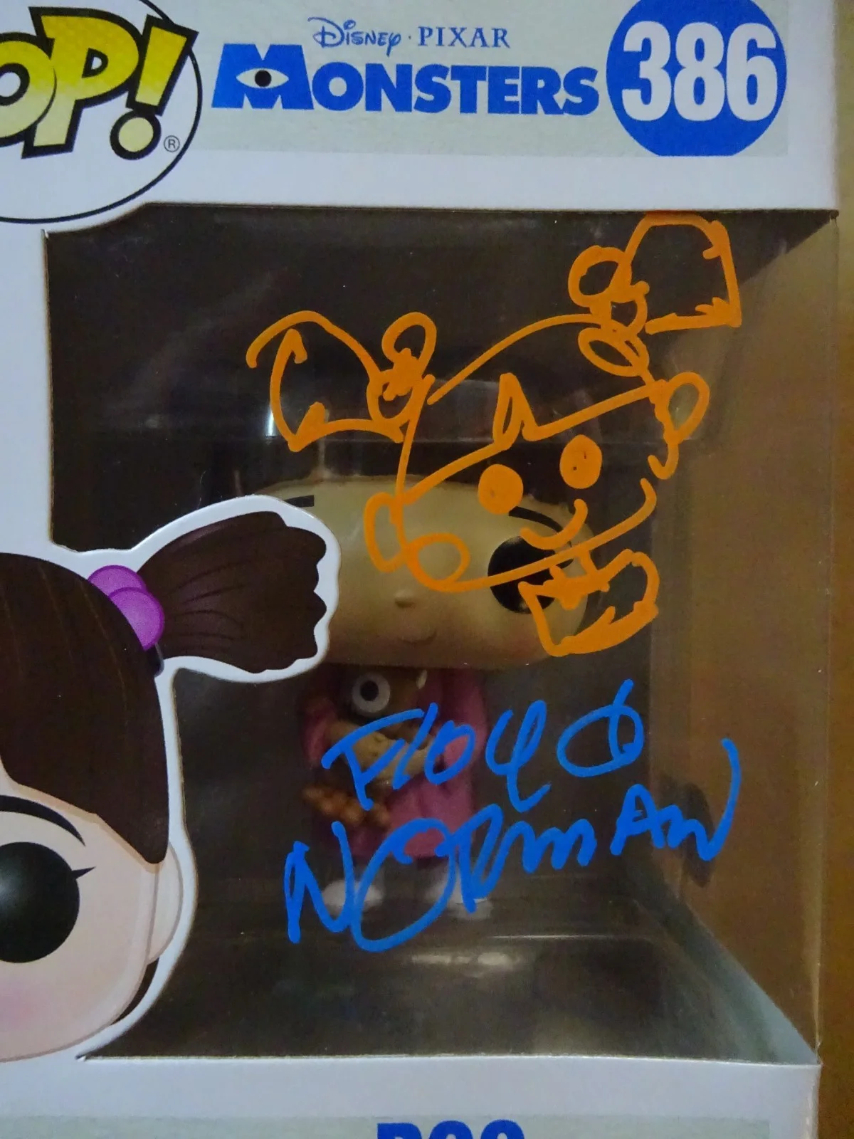 Floyd Norman — Signed & Sketched Floyd Norman Disney Boo Monsters Inc Funko Pop Beckett BAS COA, image 3