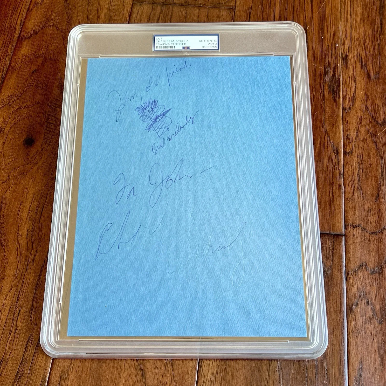 Charles Schulz — CHARLES M. SCHULZ & BILL MELENDEZ Autograph PEANUTS Doodle Artwork Signed * PSA, image 2