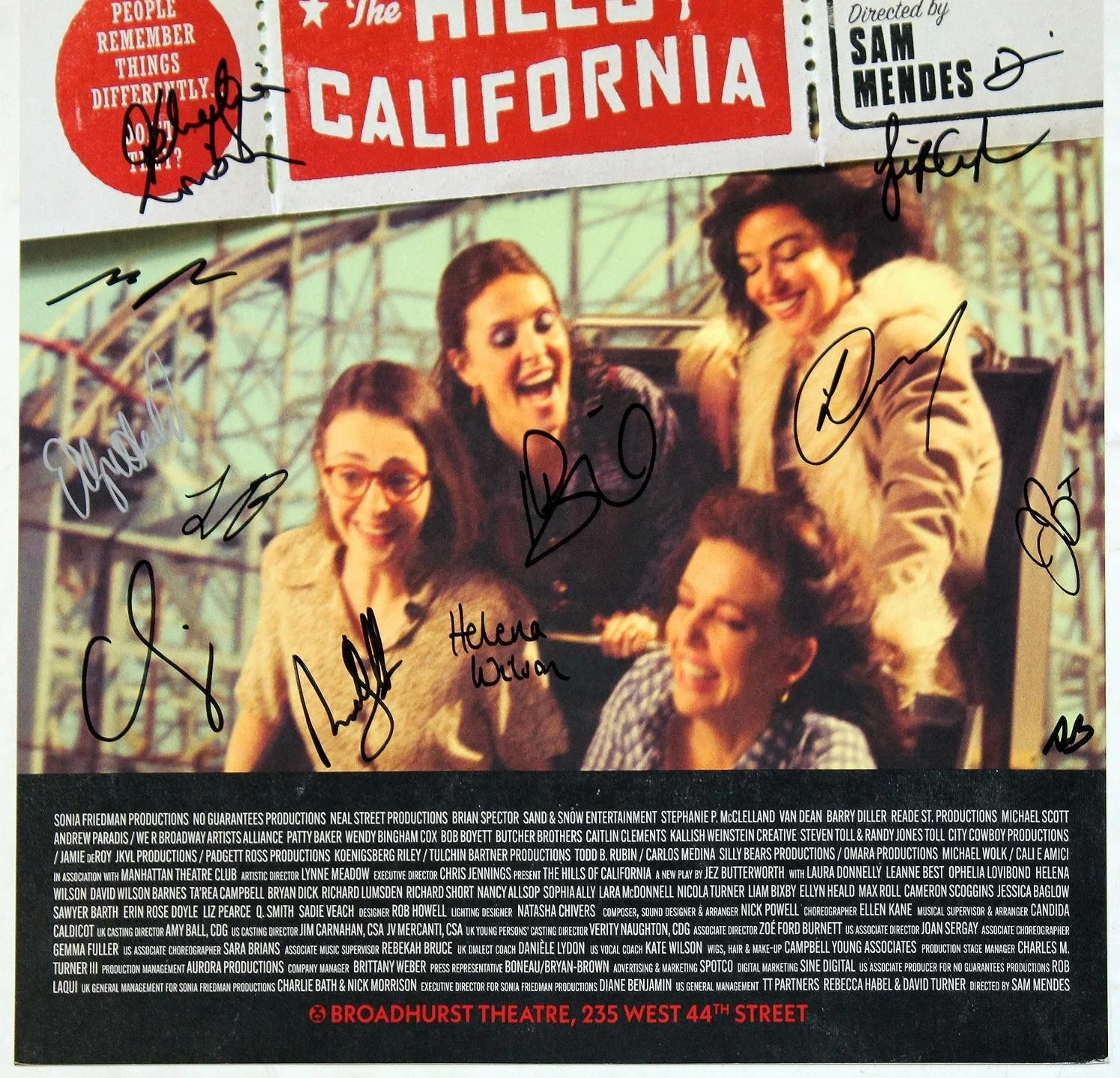 HILLS OF CALIFORNIA Broadway Cast Laura Donnelly Signed Poster BWB, изображение 4