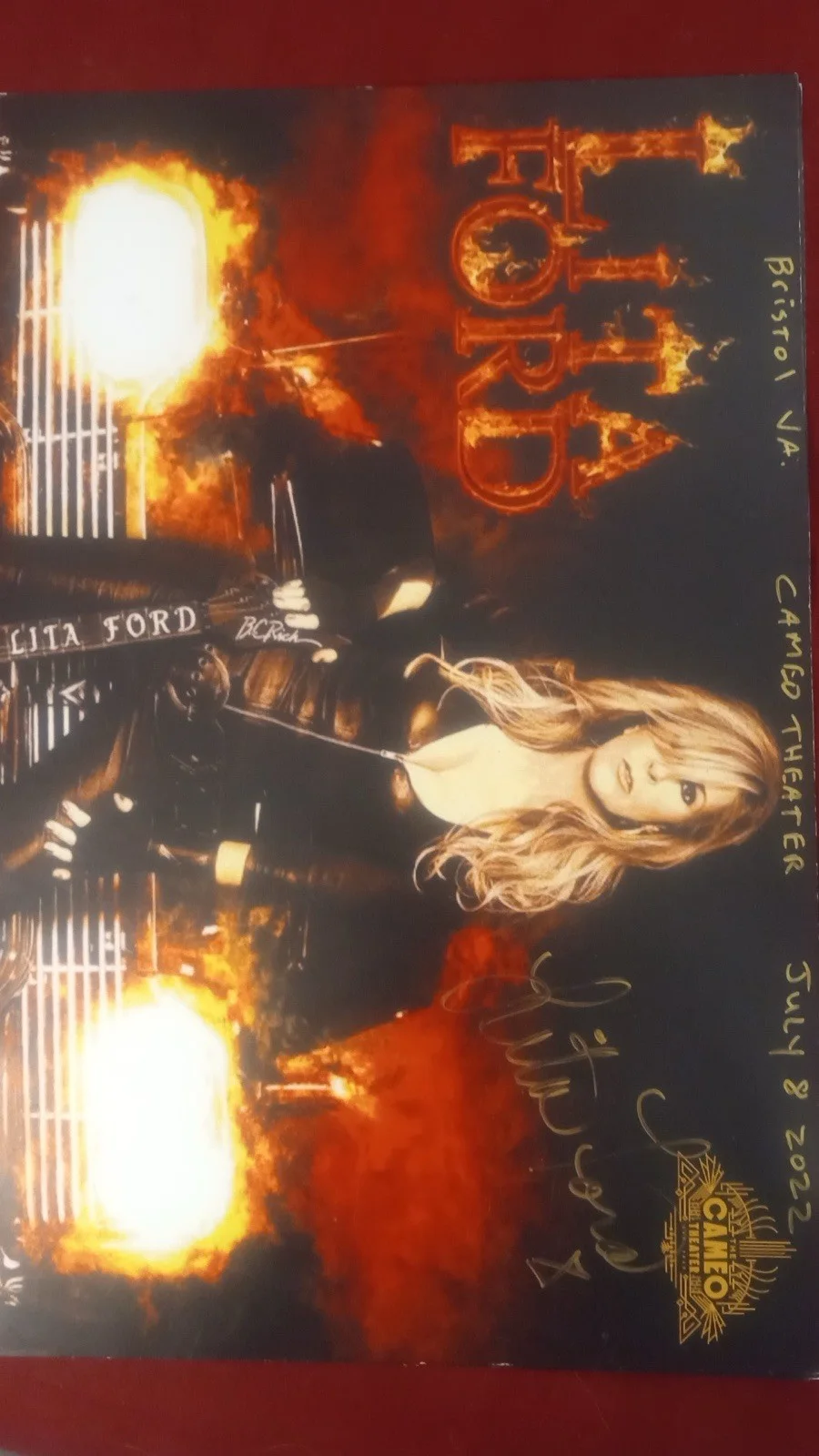 Lita Ford Signed Original 11x18 Photo Cameo Theater Bristol VA July 8 2022, изображение 3