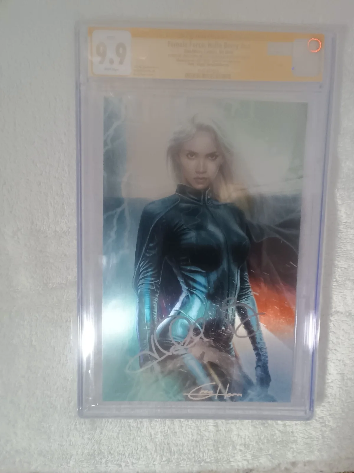 HALLE BERRY — SIGNED HALLE BERRY & GREG HORN FEMALE FORCE METAL X-MEN STORM CGC 9.9 #16 of 30