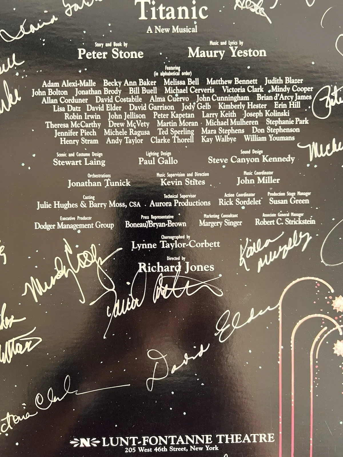 David Costabile — Titanic Musical Cast Signed Broadway Theater Poster David Costabile 22x14", image 2