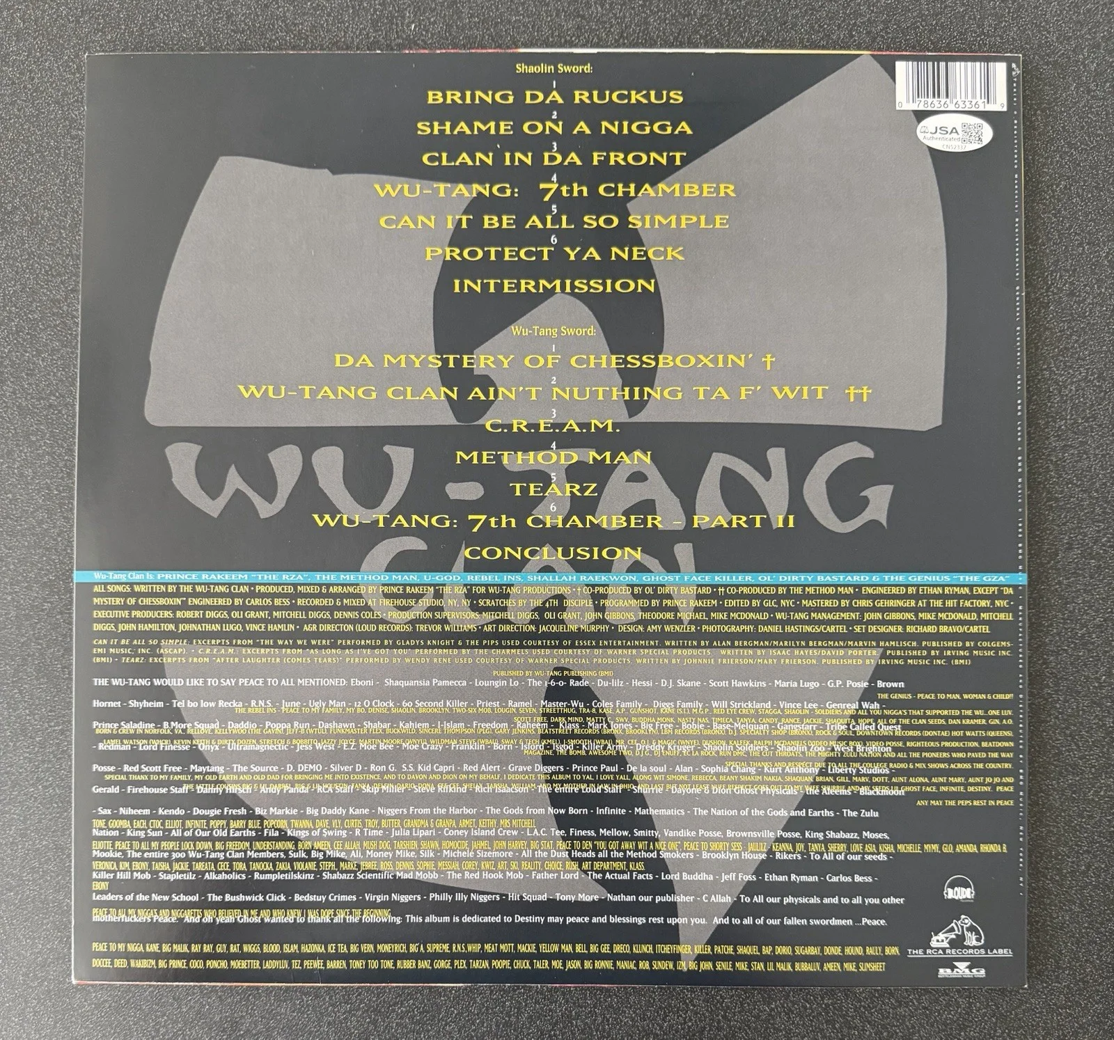 GZA SIGNED ‘ENTER THE WU-TANG’ 36 CHAMBERS) VINYL RECORD ALBUM LP JSA COA, image 4