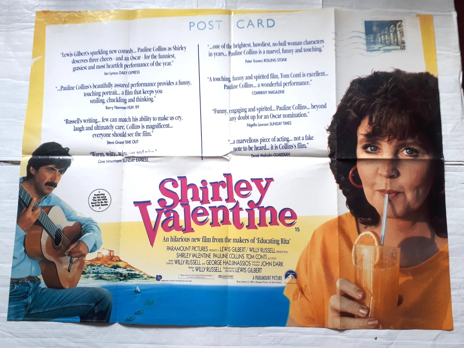 shirley valentine 1989 ORIGINAL Poster uk Quad 30x40 1980s tom conti, изображение 2
