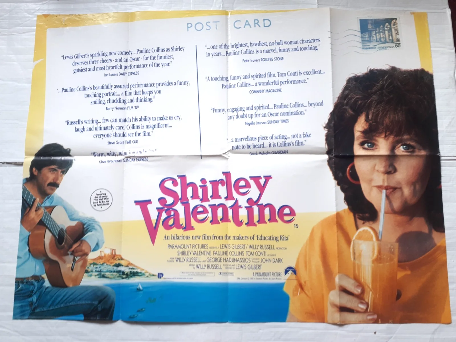 shirley valentine 1989 ORIGINAL Poster uk Quad 30x40 1980s tom conti, изображение 3