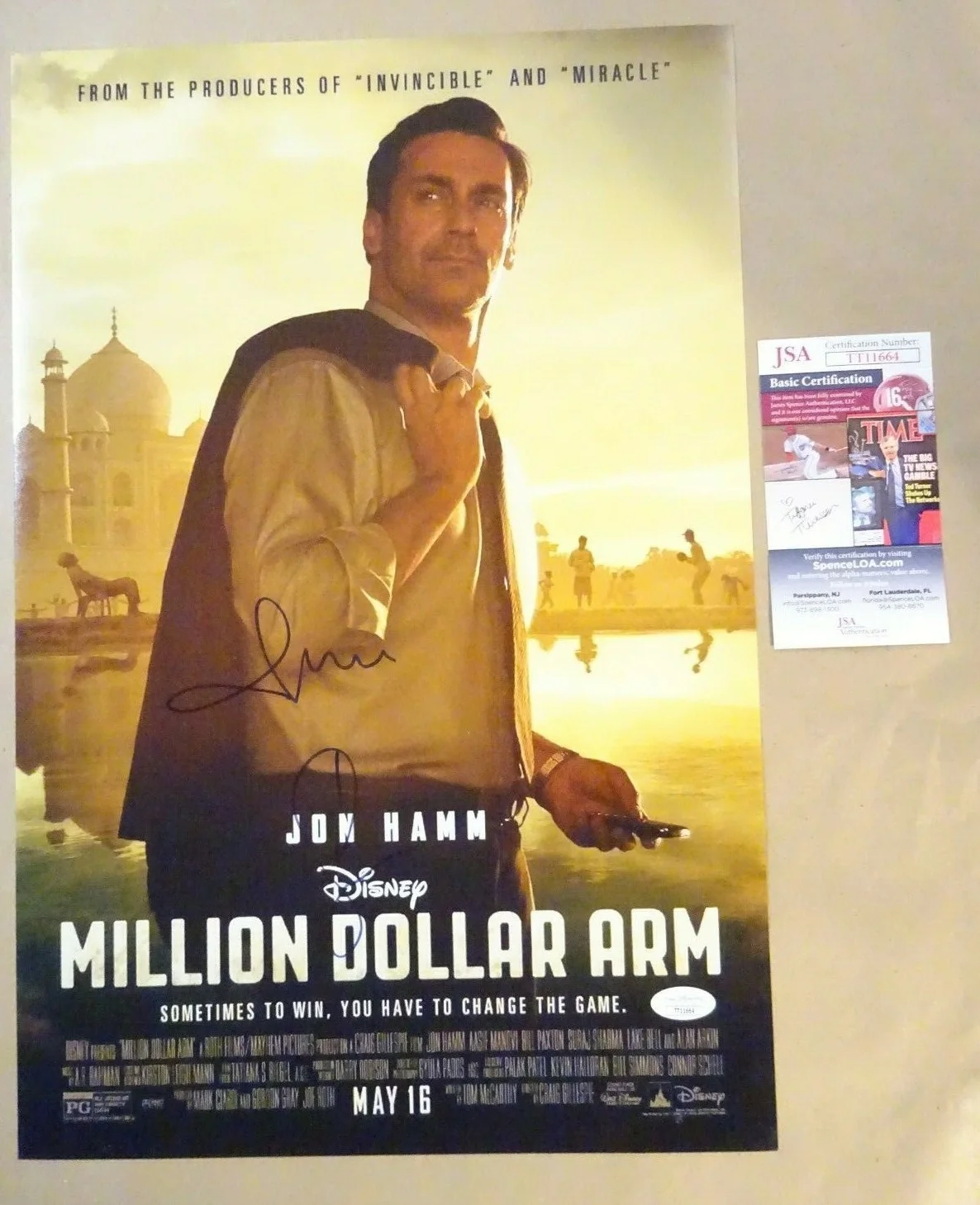 Jon Hamm — Signed JON HAMM Autographed MILLION DOLLAR ARM 12"x18" Photo JSA COA