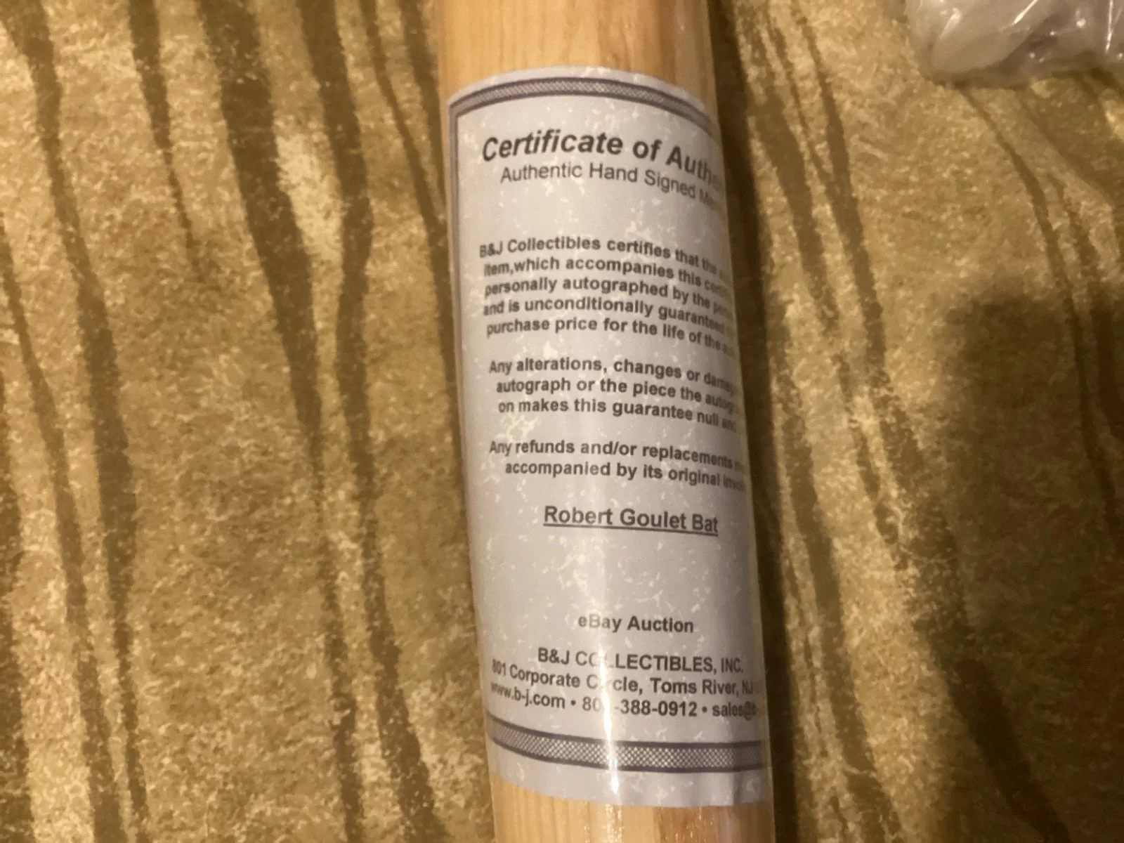Robert Goulet — Actor - Robert Goulet - Signed Rawlings Big Stick Tan Baseball Bat, image 2