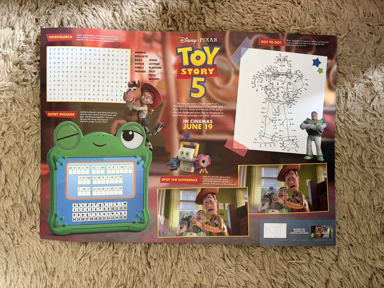 TOY STORY 5 ODEON EXCLUSIVE A3 FILM POSTER & ACTIVITY SHEET NEW DOUBLE-SIDED, изображение 2