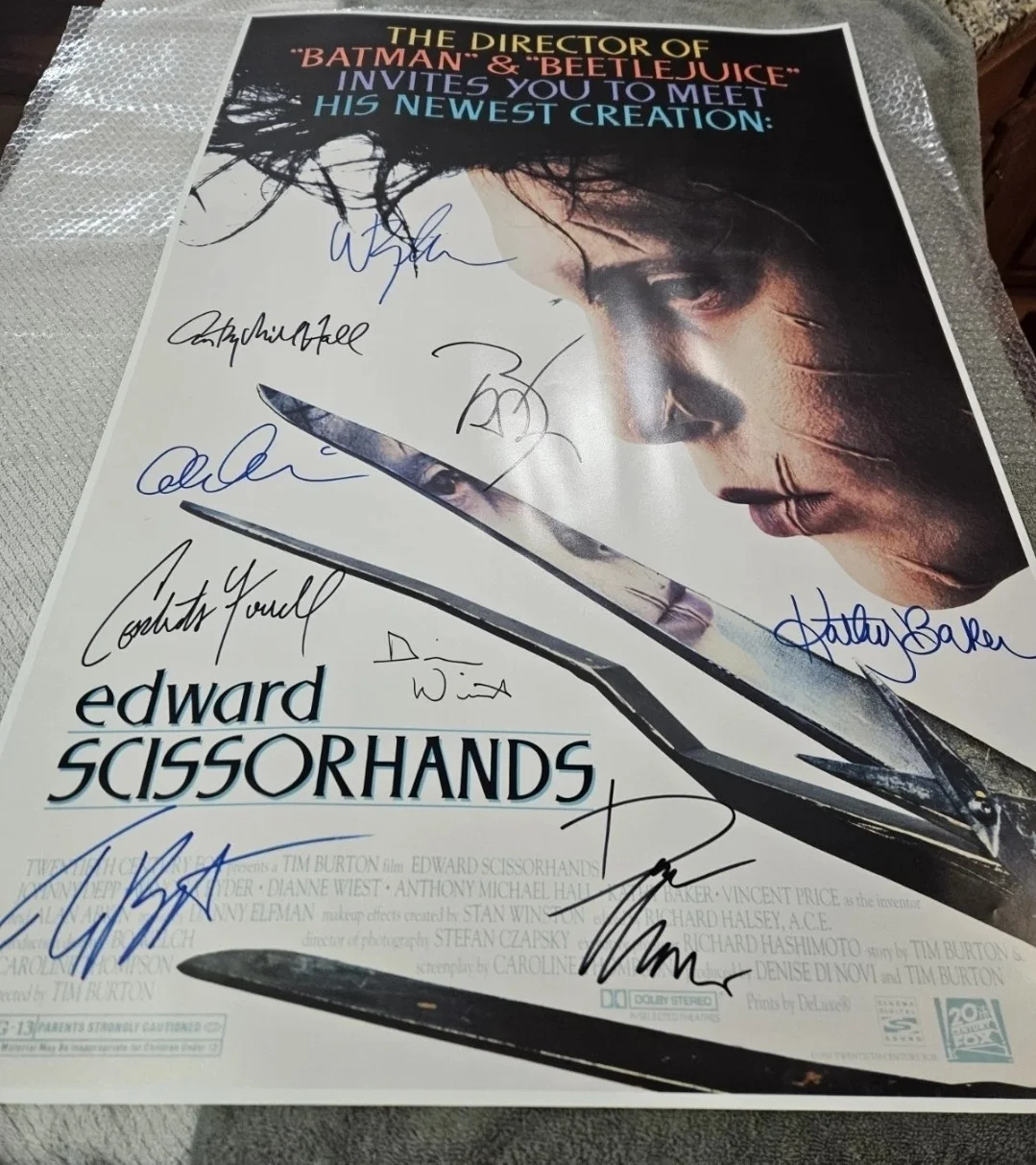 Johnny Depp, Winona Ryder, Anthony Michael Hall, Dianne Wiest, K — Edward Scissorhands, 06/11 Limited Edition Cast Autographed Poster 24x36 w/COA