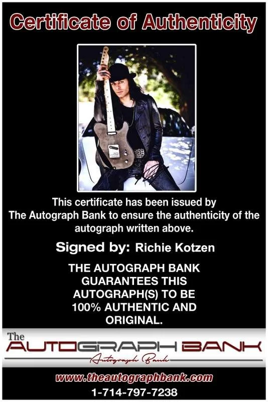 Richie Kotzen — Richie Kotzen signed celebrity 8x10 photo W/Cert Autograph 0314, изображение 2