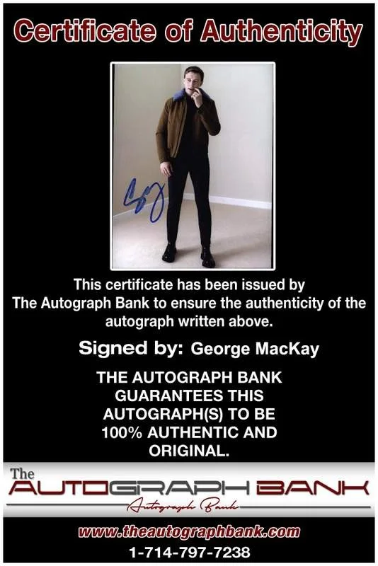 George Mackay — George Mackay signed celebrity 8x10 photo W/Cert Autograph 0001, изображение 2