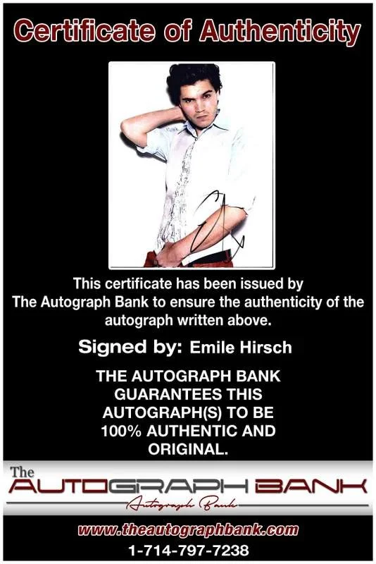 Emile Hirsch — Emile Hirsch signed celebrity 8x10 photo W/Cert Autograph 0195, изображение 2
