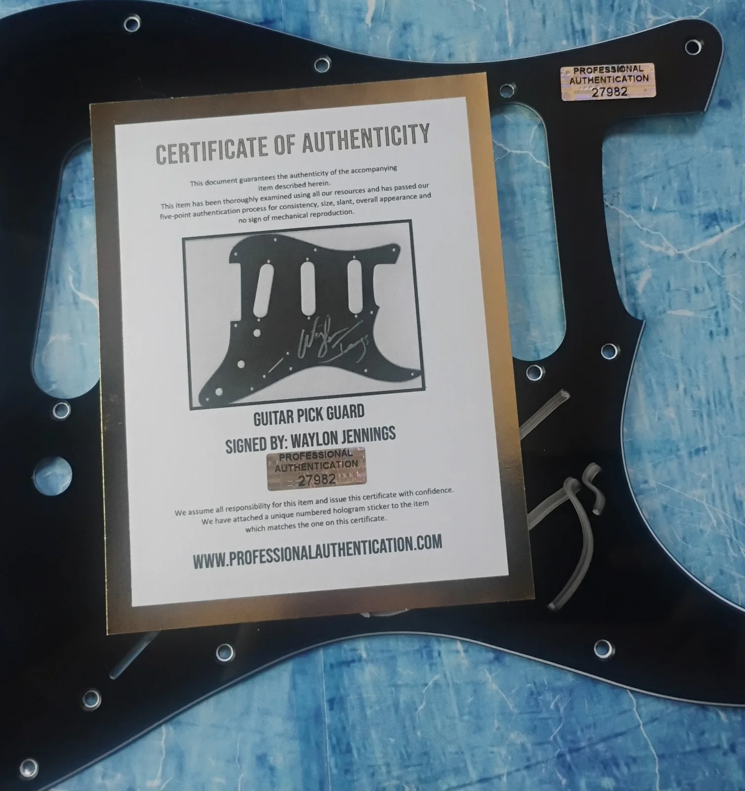 Waylon Jennings Hand Signed Autograph Guitar Pick Guard COA - NO US TARIFFS, image 4