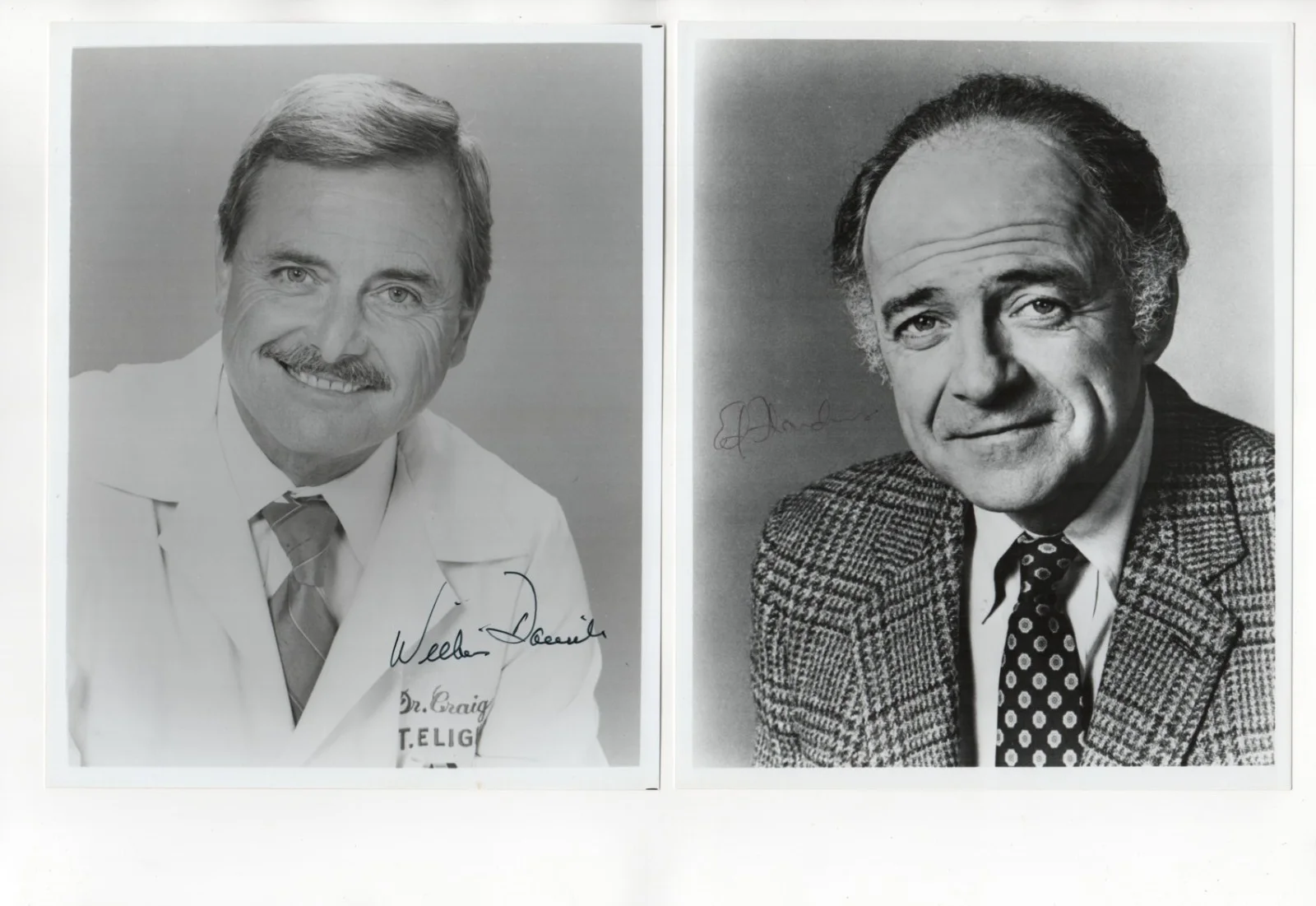 William Daniels and Ed Flanders — St. Elsewhere costars William Daniels & Ed Flanders lot 2 signed 8x10" photos