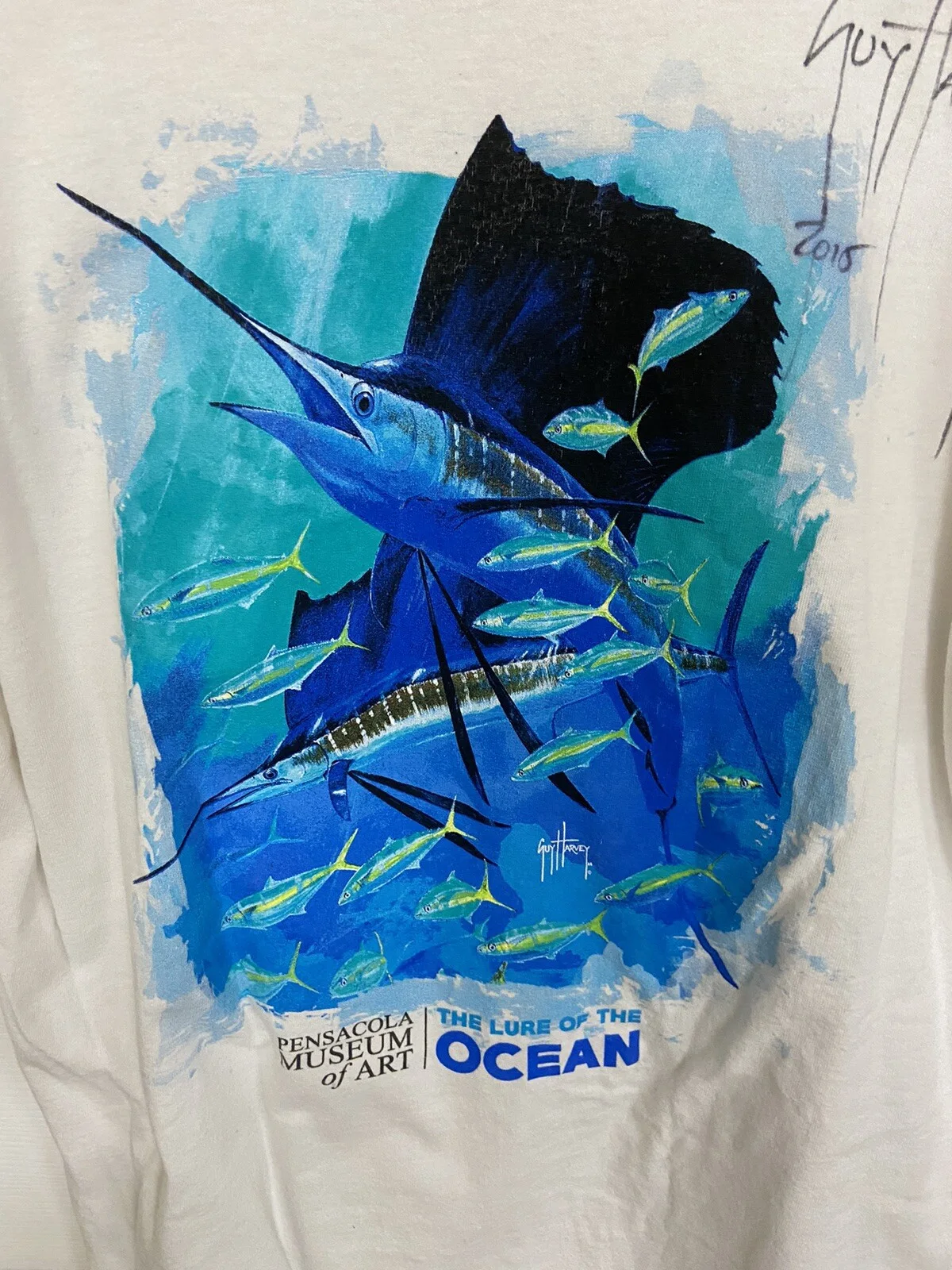 Guy Harvey Pensacola Museum Of Art Artist Autographed Men's T Shirt Signed L, изображение 4