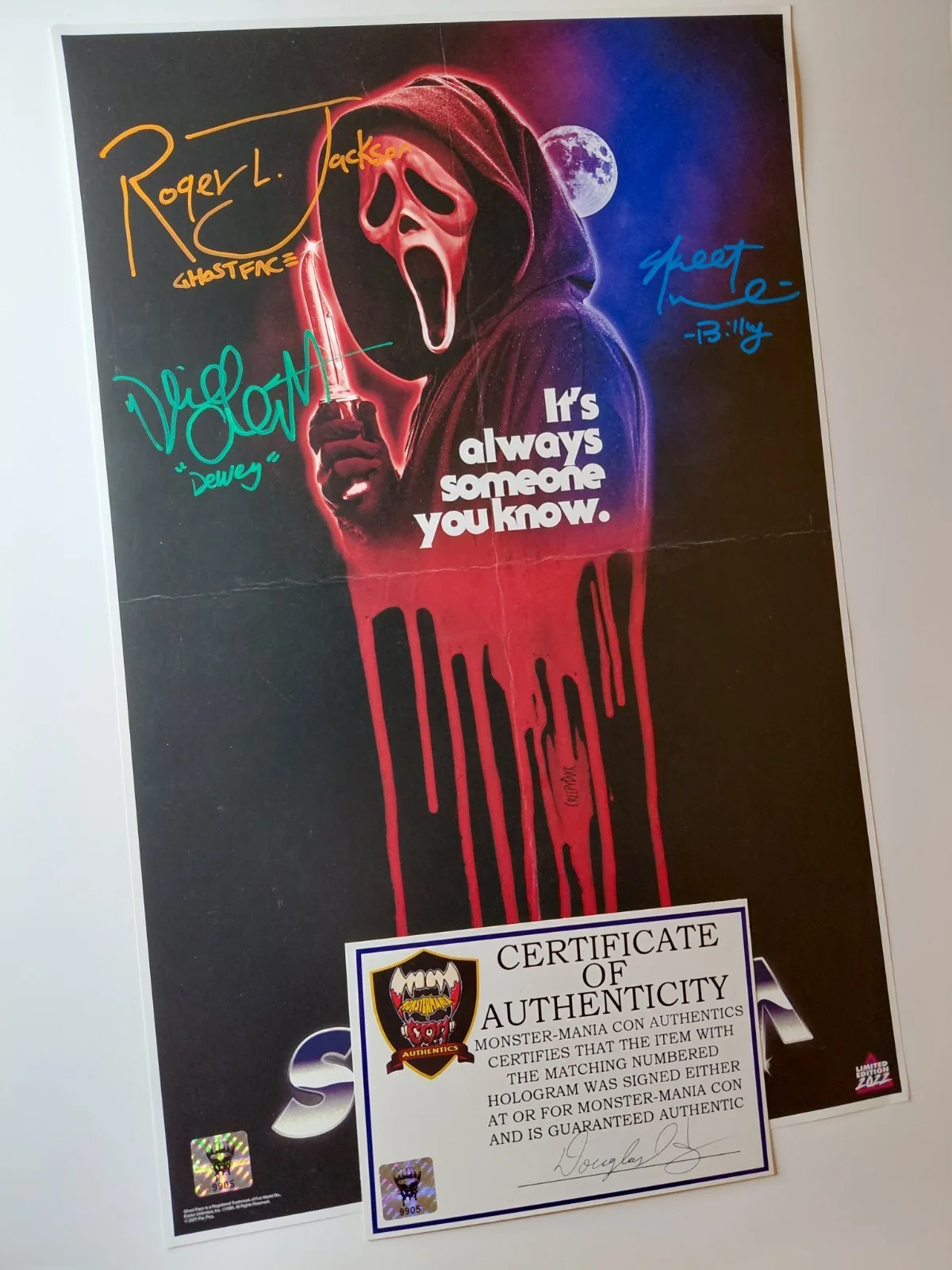 David Arquette, Melissa Barrera, Jack Quaid — Scream (2022) Cast Signed 11x 17 posterRoger jackson,David arquette,skeet ulrich