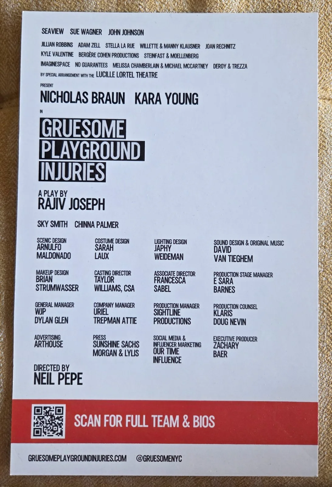 Kara Young, Nicholas Braun — Gruesome Playground Injuries Signed Program Kara Young Nicholas Braun Succession, image 2
