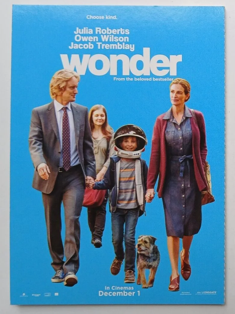 WONDER FILM POSTCARDS x 6 - JULIA ROBERTS OWEN WILSON - R J PALACIO, изображение 2