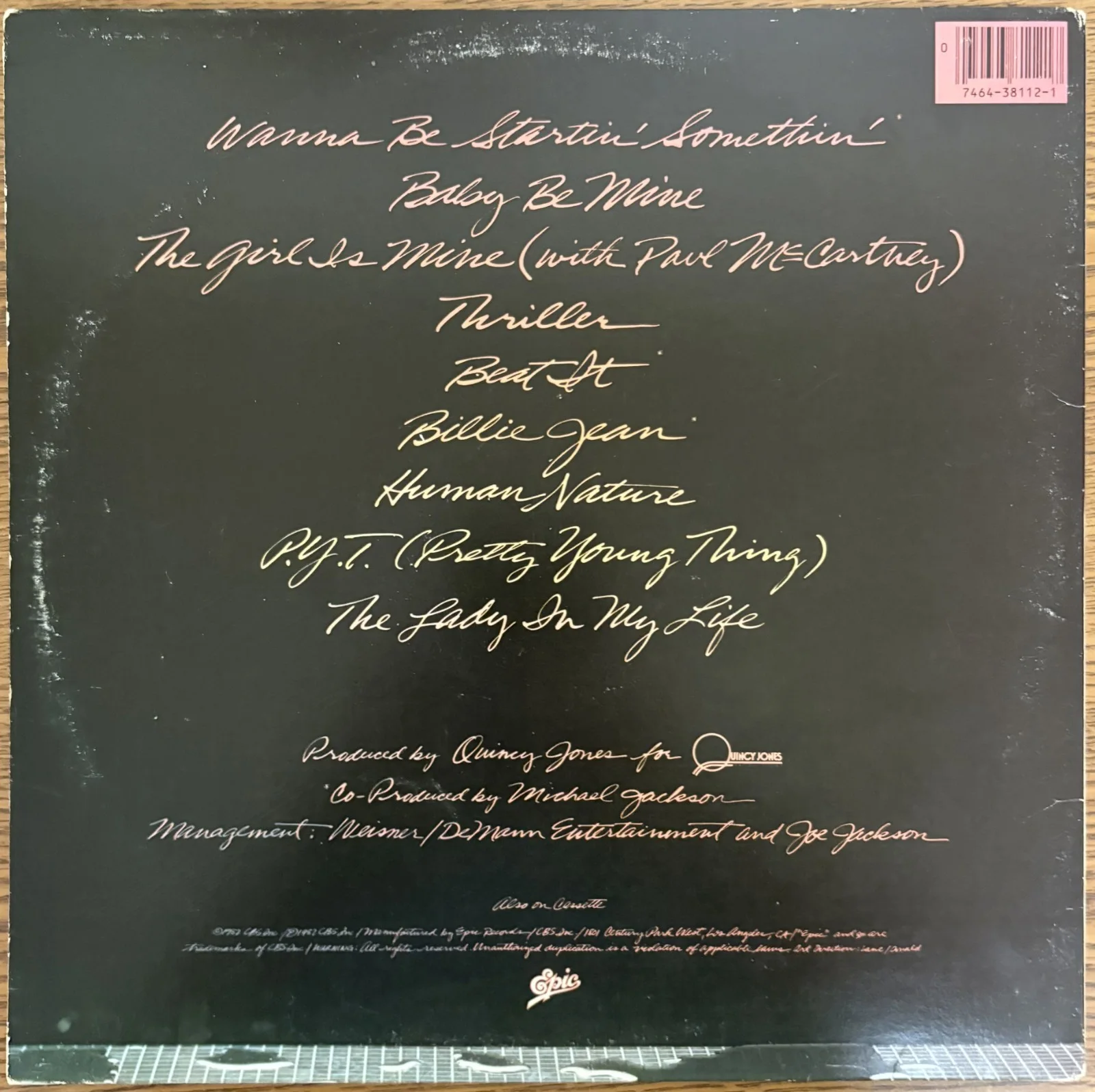 Michael Jackson SIGNED "Thriller" Early Release Vinyl Album AUTO LP Beckett LOA, image 4