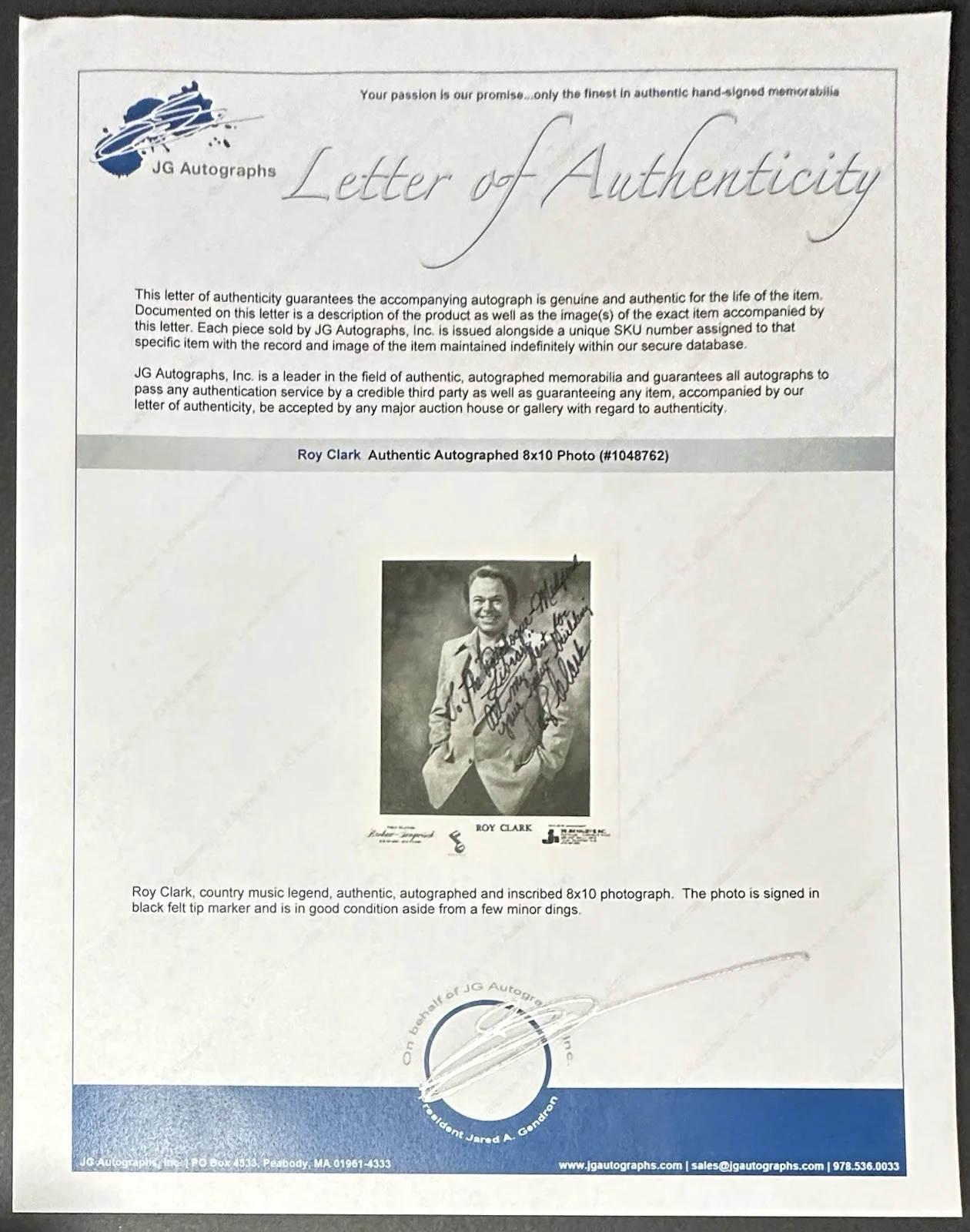 Roy Clark Signed Promotional Photo With COA, image 4