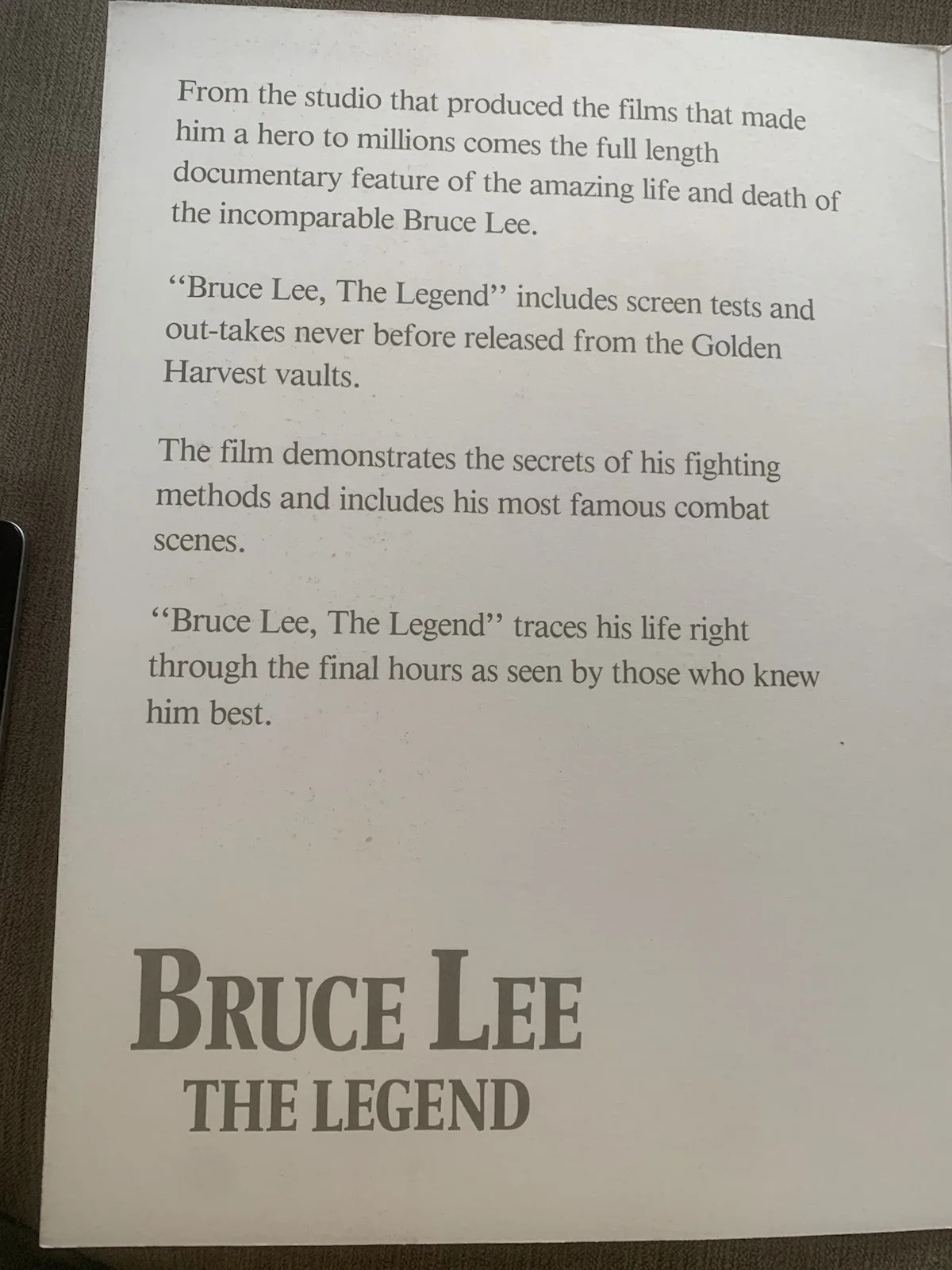 Bruce Lee The Legend 1984 Documentary Movie Brochure Golden Harvest Vintage Rare, изображение 3