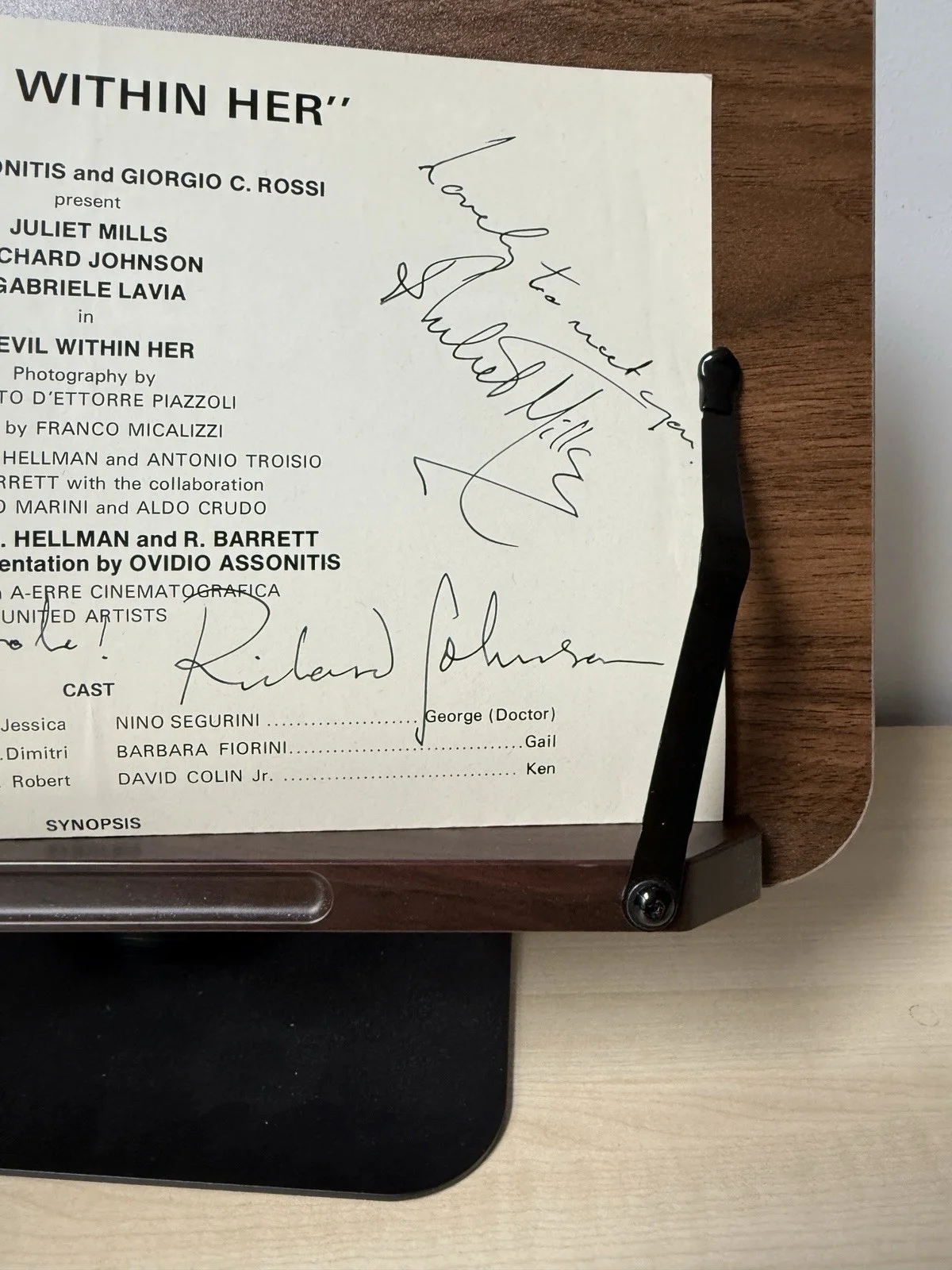 The Devil Within Her Aka Beyond The Door Hand Signed Promo Flyer Exorcist, image 2